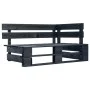 Sofá de jardín esquina de palets madera pino impregnada negro de vidaXL, Sofás modulares de exterior - Ref: Foro24-3066582, P...