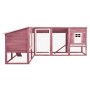 Conejera de exterior con corredor madera de abeto moca y blanco de vidaXL, Jaulas y habitáculos para animales pequeños - Ref:...