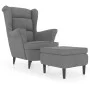 Sillón orejero y taburete de terciopelo gris claro de vidaXL, Sillones - Ref: Foro24-3115931, Precio: 265,39 €, Descuento: %