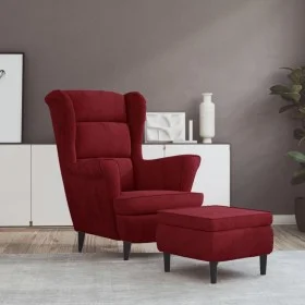 Sillón orejero y taburete de terciopelo rojo tinto de vidaXL, Sillones - Ref: Foro24-3115936, Precio: 287,64 €, Descuento: %
