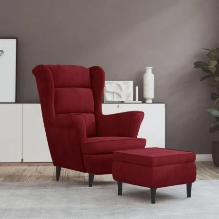 Ohrensessel und Hocker aus rotem Samt von vidaXL, Sessel - Ref: Foro24-3115936, Preis: 287,64 €, Rabatt: %