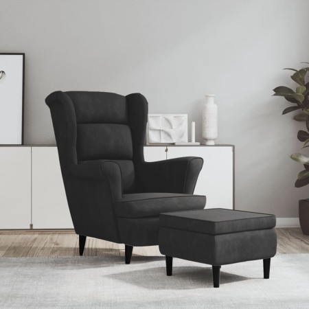 Sillón orejero y taburete de terciopelo gris oscuro de vidaXL, Sillones - Ref: Foro24-3115932, Precio: 260,62 €, Descuento: %