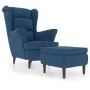 Sillón orejero y taburete de terciopelo azul de vidaXL, Sillones - Ref: Foro24-3115930, Precio: 276,55 €, Descuento: %
