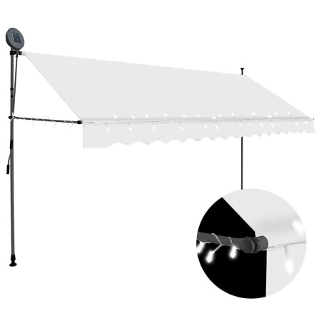 Toldo manual retráctil con LED crema 350 cm en Toldos | Comprar online en Foru.es