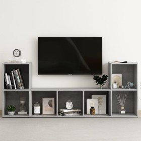 Muebles de salón 3 piezas madera de ingeniería gris hormigón en Muebles TV | Comprar online en Foru.es