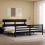 Estructura de cama con cabecero madera maciza negro 200x200 cm de vidaXL, Camas y somieres - Ref: Foro24-3195115, Precio: 170...