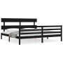 Estructura de cama con cabecero madera maciza negro 200x200 cm de vidaXL, Camas y somieres - Ref: Foro24-3195115, Precio: 170...