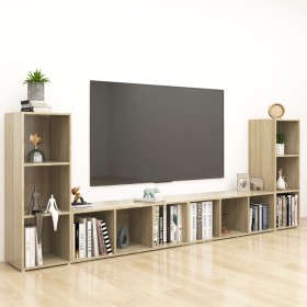 Muebles de salón 4 pzas madera ingeniería roble 107x35x37 cm en Muebles TV | Comprar online en Foru.es