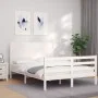 White solid wood bed frame with headboard 140x200 cm by vidaXL, Beds and slatted bases - Ref: Foro24-3194637, Price: 193,35 €...