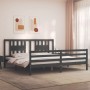 Estructura de cama con cabecero madera maciza gris 200x200 cm de vidaXL, Camas y somieres - Ref: Foro24-3194593, Precio: 175,...