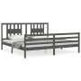 Estructura de cama con cabecero madera maciza gris 200x200 cm de vidaXL, Camas y somieres - Ref: Foro24-3194593, Precio: 175,...