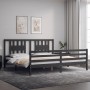 Estructura de cama con cabecero madera maciza gris 200x200 cm de vidaXL, Camas y somieres - Ref: Foro24-3194593, Precio: 175,...