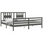 Estructura de cama con cabecero madera maciza gris 200x200 cm de vidaXL, Camas y somieres - Ref: Foro24-3194593, Precio: 175,...