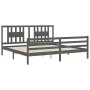 Estructura de cama con cabecero madera maciza gris 200x200 cm de vidaXL, Camas y somieres - Ref: Foro24-3194593, Precio: 175,...