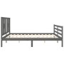 Estructura de cama con cabecero madera maciza gris 200x200 cm de vidaXL, Camas y somieres - Ref: Foro24-3194593, Precio: 175,...