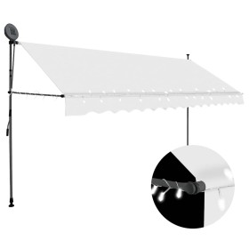 Toldo manual retráctil con LED crema 400 cm en Toldos | Comprar online en Foru.es