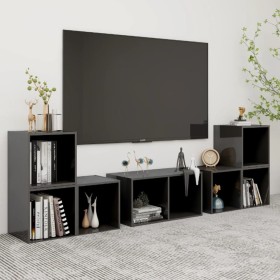 Muebles de salón 6 piezas madera de ingeniería gris brillo en Muebles TV | Comprar online en Foru.es