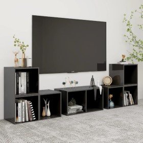 Muebles de salón 6 piezas madera de ingeniería gris brillo en Muebles TV | Comprar online en Foru.es
