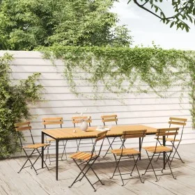 Folding garden chairs 8 pcs solid acacia wood and steel by vidaXL, Garden chairs - Ref: Foro24-3152107, Price: 325,20 €, Disc...