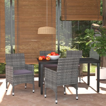 Juego muebles jardín 5 pzas con cojines ratán sintético gris de vidaXL, Conjuntos de jardín - Ref: Foro24-3094981, Precio: 37...