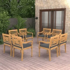 Sillas Batavia con cojines 8 unidades madera maciza de teca de vidaXL, Sillas de jardín - Ref: Foro24-3087059, Precio: 958,61...