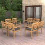 Sillas Batavia con cojines 8 unidades madera maciza de teca de vidaXL, Sillas de jardín - Ref: Foro24-3087059, Precio: 993,51...
