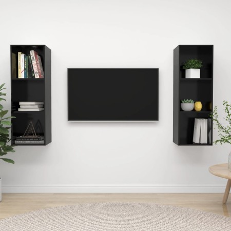 Muebles de salón de pared 2 pzas madera ingeniería negro brillo de vidaXL, Muebles TV - Ref: Foro24-3079860, Precio: 99,06 €,...