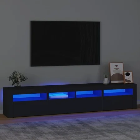 Mueble de TV con luces LED Negro 210x35x40 cm de vidaXL, Muebles TV - Ref: Foro24-3152731, Precio: 184,03 €, Descuento: %