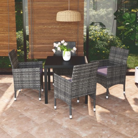 Juego muebles jardín 5 pzas con cojines ratán sintético gris de vidaXL, Conjuntos de jardín - Ref: Foro24-3095022, Precio: 36...