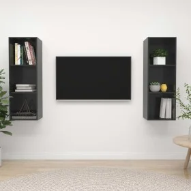 Muebles de salón de pared 2 pzas madera ingeniería gris brillo de vidaXL, Muebles TV - Ref: Foro24-3079861, Precio: 97,89 €, ...