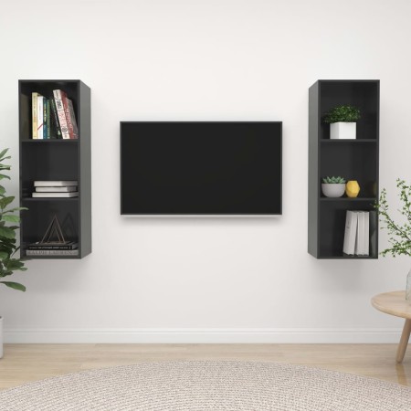 Muebles de salón de pared 2 pzas madera ingeniería gris brillo de vidaXL, Muebles TV - Ref: Foro24-3079861, Precio: 99,06 €, ...