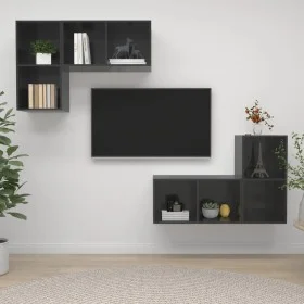 Muebles de salón de pared 4 pzas madera ingeniería gris brillo de vidaXL, Muebles TV - Ref: Foro24-3079843, Precio: 144,26 €,...