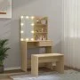 Set de tocador con LED madera contrachapada roble Sonoma de vidaXL, Tocadores para dormitorios - Ref: Foro24-3114109, Precio:...