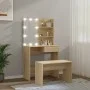 Set de tocador con LED madera contrachapada roble Sonoma de vidaXL, Tocadores para dormitorios - Ref: Foro24-3114109, Precio:...