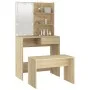 Set de tocador con LED madera contrachapada roble Sonoma de vidaXL, Tocadores para dormitorios - Ref: Foro24-3114109, Precio:...