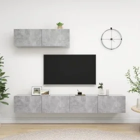 Set de muebles de salón 3 pzas madera ingeniería gris hormigón de vidaXL, Muebles TV - Ref: Foro24-3079123, Precio: 146,45 €,...