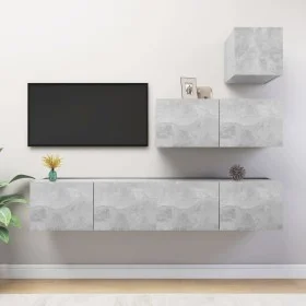 4-piece living room furniture set in gray concrete engineered wood by vidaXL, TV Furniture - Ref: Foro24-3079156, Price: 123,...