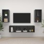 Muebles de salón de pared 4 pzas madera ingeniería gris brillo de vidaXL, Muebles TV - Ref: Foro24-3079879, Precio: 145,99 €,...