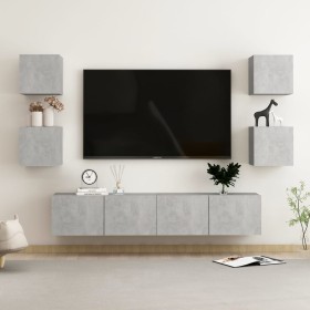 Set de muebles de salón 6 pzas madera ingeniería gris hormigón de vidaXL, Muebles TV - Ref: Foro24-3079082, Precio: 155,27 €,...