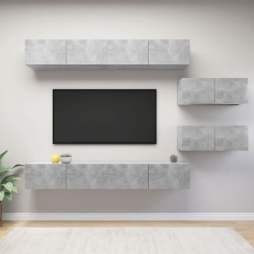 Set de muebles de salón 6 pzas madera ingeniería gris hormigón de vidaXL, Muebles TV - Ref: Foro24-3079148, Precio: 263,32 €,...