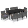 Set de muebles jardín 9 pzas con cojines ratán sintético gris de vidaXL, Conjuntos de jardín - Ref: Foro24-3095008, Precio: 6...