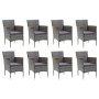 Set de muebles jardín 9 pzas con cojines ratán sintético gris de vidaXL, Conjuntos de jardín - Ref: Foro24-3095008, Precio: 6...