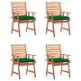 Sillas comedor de jardín y cojines 4 uds madera maciza acacia de vidaXL, Sillas de jardín - Ref: Foro24-3078340, Precio: 307,...