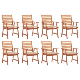 Sillas comedor de jardín y cojines 8 uds madera maciza acacia de vidaXL, Sillas de jardín - Ref: Foro24-3078377, Precio: 587,...