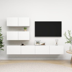 Set de muebles de salón TV 4 piezas madera de ingeniería blanco de vidaXL, Muebles TV - Ref: Foro24-3078711, Precio: 200,91 €...