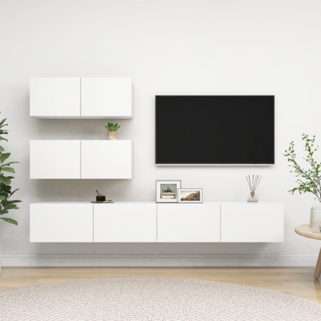 Set de muebles de salón TV 4 piezas madera de ingeniería blanco de vidaXL, Muebles TV - Ref: Foro24-3078711, Precio: 200,91 €...