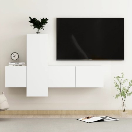 Set de muebles de salón TV 3 piezas madera de ingeniería blanco de vidaXL, Muebles TV - Ref: Foro24-3078654, Precio: 121,90 €...