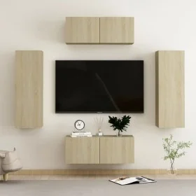 Set de muebles salón TV 4 pzas madera ingeniería roble Sonoma de vidaXL, Muebles TV - Ref: Foro24-3078981, Precio: 169,94 €, ...