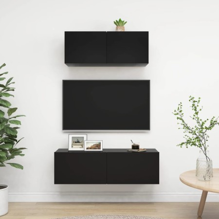 Set de muebles de salón TV 2 pzas madera de ingeniería negro de vidaXL, Muebles TV - Ref: Foro24-3078807, Precio: 110,10 €, D...