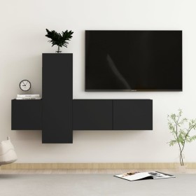 Set de muebles de salón TV 3 piezas madera ingeniería negro de vidaXL, Muebles TV - Ref: Foro24-3078759, Precio: 114,93 €, De...